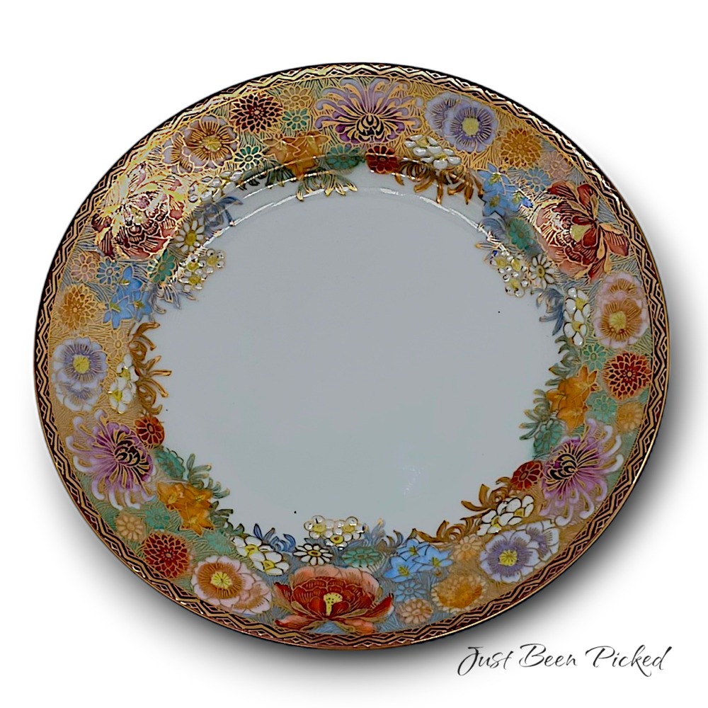 Kutani Japanese Porcelain Plate 6.5" Hand Painted Floral Gold Thousand Flowers
